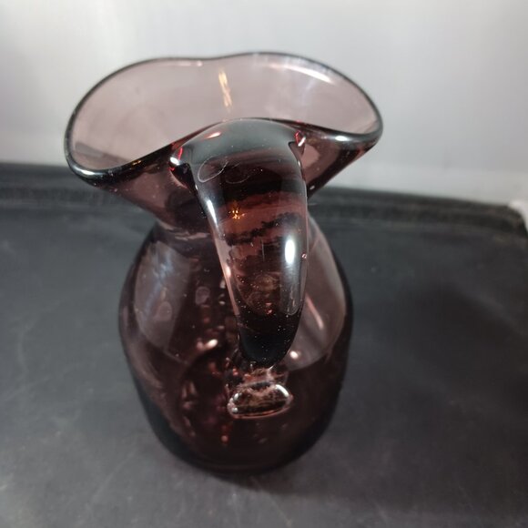 Vintage Amethyst Blown Glass Creamer Small Pitcher - Picture 5 of 10